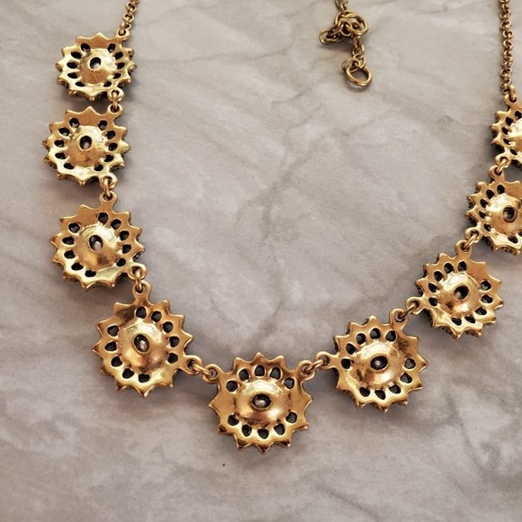 ✨ J.Crew Rhinestones Crystals Cluster Wedding Bridal Antique Statement Necklace - Picture 15 of 16